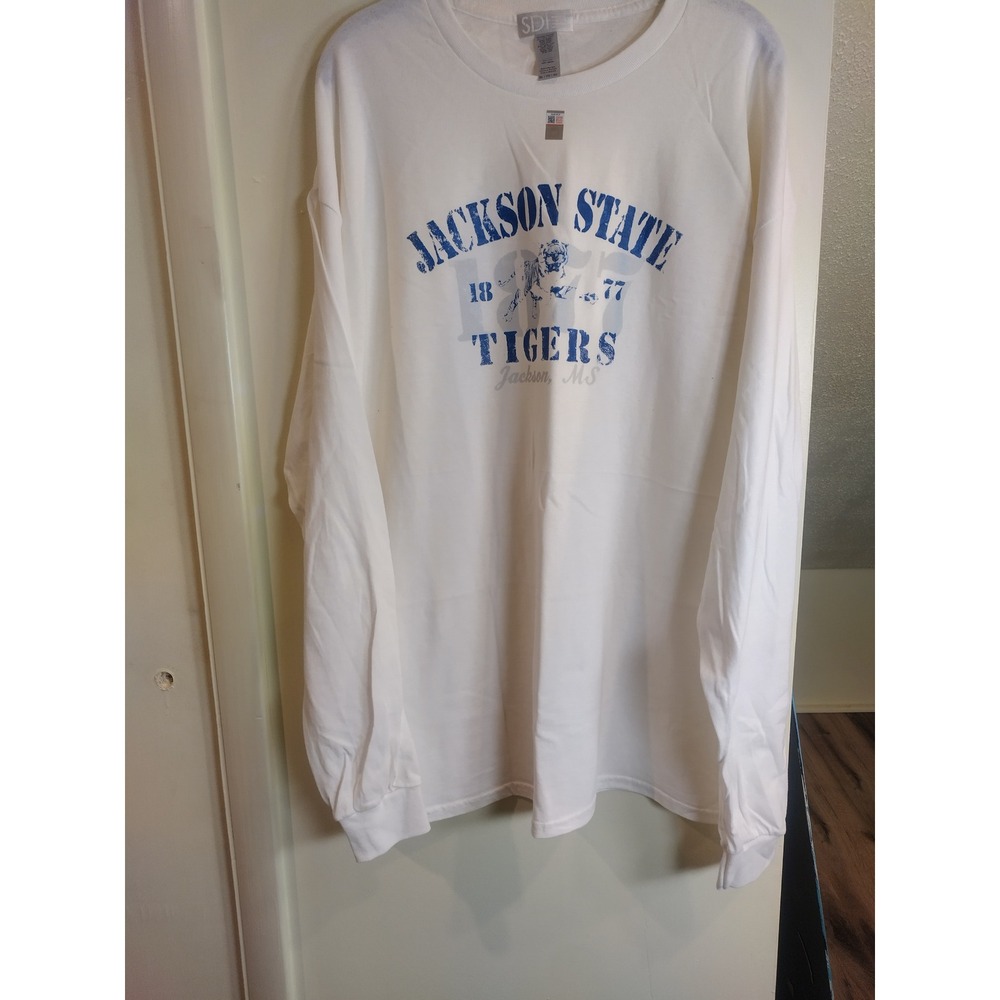 Jackson State Tigers Long Sleeve Shirt White Cotton JSU 1877 Graphic Tee 2XL - Picture 6 of 7